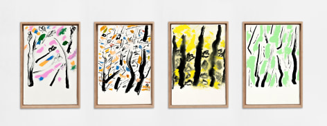 Etel Adnan Les quatre saisons, 2020 Oil on canvas Four parts, each: 13 x 8.7 inches (33 x 22 cm) Framed, each: 14.4 x 9.8 inches (36.5 x 25 cm) GL14722
