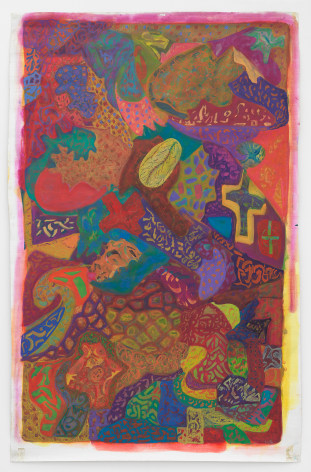 Ficre Ghebreyesus Untitled, 1999 Acrylic on unstretched canvas 64 ⅝ x 41 &frac12; in (164.1 x 105.4 cm) Framed: 63 &frac12; x 40 &frac12; x 2 &frac12; in (161.3 x 102.9 x 6.3 cm) (GL13866)