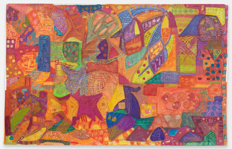 Ficre Ghebreyesus Map / Quilt, 1999 Signed and dated Acrylic on unstretched canvas 64 x 101 inches (162.6 x 256.5 cm)