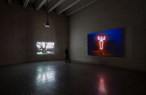 Exhibition view, &ldquo;Ana Mendieta. Search for Origin&rdquo;, MUSAC, 2024 (from left to right) Energy Charge, 1975; Anima, Silueta de Cohetes (Firework Piece), 1976 &copy; The Estate of Ana Mendieta Collection, LLC. Courtesy The Estate of Ana Mendieta Collection, LLC and Galerie Lelong &amp; CO./ Vegap, Madrid, 2024