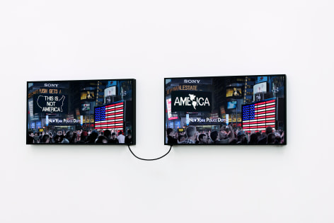 Alfredo Jaar A Logo for America (1987-2014), 2016 Two lightboxes with color transparencies Each: 20 x 36 in (50.8 x 91.4 cm) Edition 2 of 3 with 2 APs (#2/3) (GP2092)