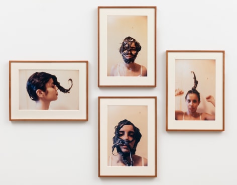 Ana Mendieta Untitled (Cosmetic Facial Variations), 1972 / 1997 Suite of four color photographs Each: 16 x 20 inches (40.6 x 50.8 cm) Three, framed: 25 &frac34; x 18 &frac12; x 1 &frac34; in (65.4 x 47 x 4.4 cm) One, framed: 19 ⅜ x 25 x 1 &frac34; in (49.2 x 63.5 x 4.4 cm)