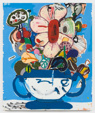 EDDIE MARTINEZ  Untitled (Flower pot with blue background)  2020