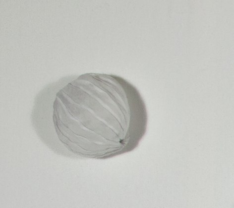 Kathryn Clark  Wunderkammer 1, 2019  Machine stitched cotton organdy  5h x 6w x 5d in -small round white wall sculpture