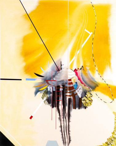 Luke Whitlatch  Some Speak of The Sunlike, 2020  dye, acrylic and oil on canvas  50 x 40 inches abstract painting