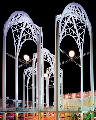 Jade Doskow  Seattle 1962 World's Fair, The Century 21 Exposition, Science Center Arches at Night, 2014  Archival Pigment Print  50h x 40w in, Photographs, Fine Art, Contemporary Art, Asheville