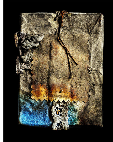 Photograph of burned book pages