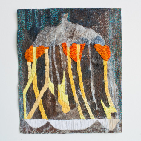 Abstract embroidered artwork by Erin E. Catellan