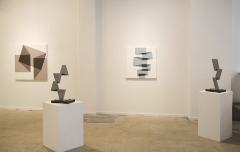 Installation image, Ralston Fox Smith, Asheville, Paintings, sculpture, light works.