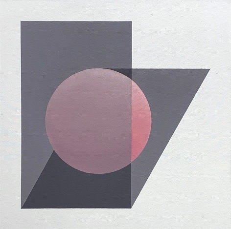 Geometric abstract painting with sphere and rectangular shapes, by Ralston Fox Smith