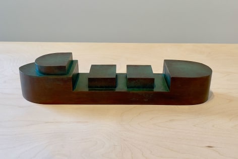 Tom Ashcraft  A.E. Backus, 2022  Bronze  2 7/8h x 14w x 3 3/8d in, cast bronze sculpture modeled after a carved wood toy boat