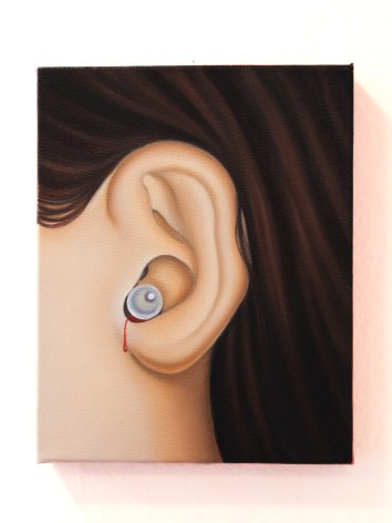 Painting of an ear with blood drip