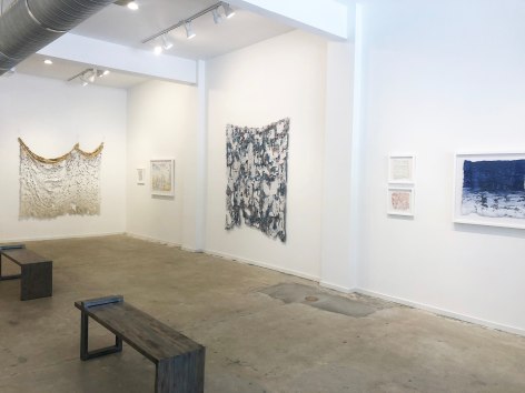 Installation view (from right: weep, 2019, Immemory, 2019, Aftermath, 2019, Bloom, 2019, Overlay, 2019, Fallback, 2019, Effective Remedy, 2019)