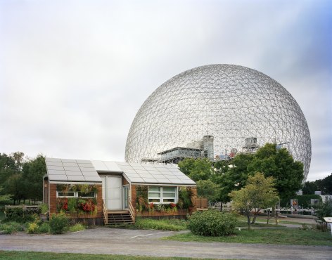 Jade Doskow  Montreal 1967 World's Fair, Man and His World, Buckminster Fuller's Geodesic Dome with Solar Experimental House, 2012  Archival Pigment Print  40h x 50w in, Photographs, Fine Art, Contemporary Art, Asheville