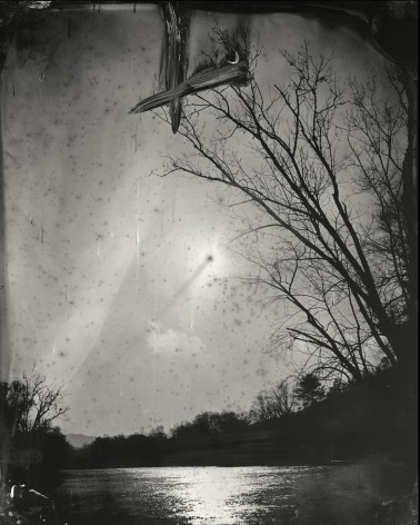 Black and white landscape photograph from tintype original