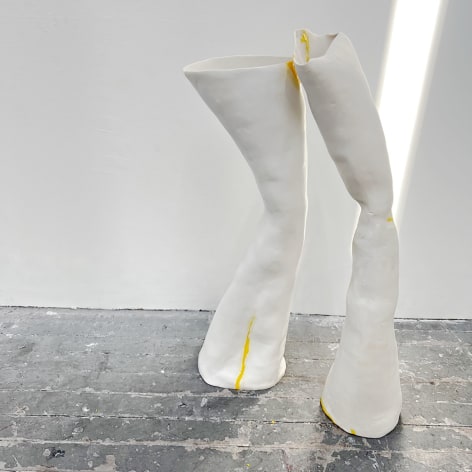 Two ceramic vase-like sculptures by Laura Letinsky
