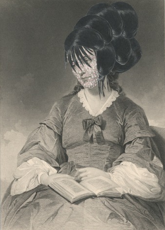 Kirsten Stolle,  Miss Camelia Hall 1860/2015, from the series de-identified, gouache and collage on 19th century engraving
