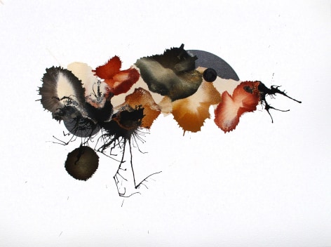 Ben Nixon Jerome, 2021, horizontal, abstraction with green, red, tan and black forms