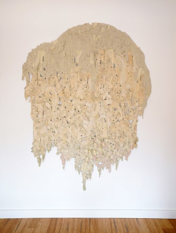 Wall hanging of cut wall paper and paint