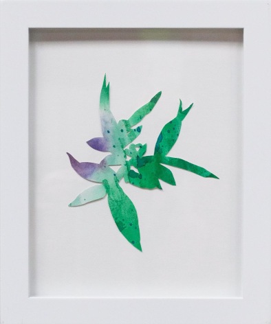 Hannah Cole  Purple Crabgrass #1, 2018  watercolor on cut paper  Framed: 10h x 8w in 25.40h x 20.32w cm  HC_064