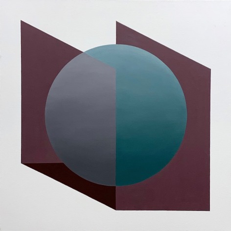 Geometric abstract painting with spheric and rectangular shapes, by Ralston Fox Smith