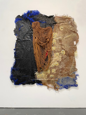Painting made of hammocks and concrete by Randy Shull