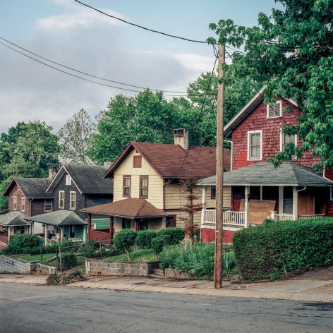 Ken Abbott  Blanton St. Houses, South French Broad, Asheville, May 2003, Printed 2020  Archival Pigment Print  Image Size: 7 x 7 in Paper Size: 12 x 9 1/2 in Mat Size: 14 x 11 in  Edition of 10  $ 300.00 unframed, photograph of brightly colored row houses