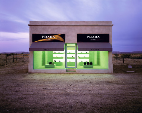 Image of outside of the Prada store in Marfa, TX. By Burk Uzzle.