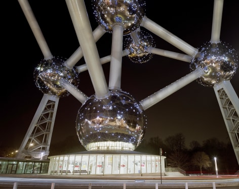 Jade Doskow  Brussel's 1958 World Fair, A World View: A New Humanism, Atomium at Night, 2008  Digital Chromogenic Print  40h x 50w in, Photographs, Fine Art, Contemporary Art, Asheville