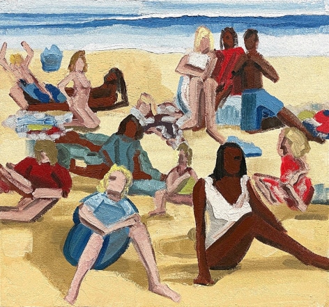 Group of abstracted people at the beach, by Faris McReynolds