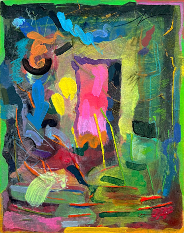 Colorful abstract vs. figurative painting by Zander Stefani