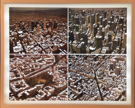 Nicholas Hall  Four City Views, 2017  Dimensional Paper Cut-Out with light box  22h x 28w in, Unique, Work on paper, Unique