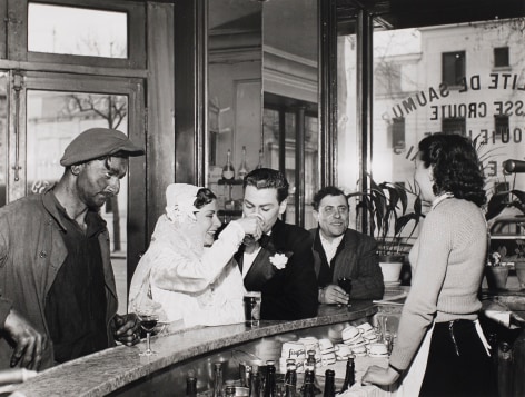 Robert Doisneau (1912-1994)  Cafe Noir et Blanc, 1948, Printed Later  Gelatin silver print, 12h x 16w in, black and white photography