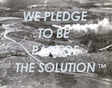 Kirsten Stolle  We Pledge to be Part of the Solution, from the series By the Ton, 2016  Silkscreen on archival pigment print  11h x 14w in 27.94h x 35.56w cm  Edition 1/3  KS_037