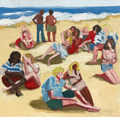 Crowded beach scene, - painting by Faris McReynolds