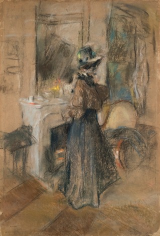 Edouart Vuillard, La Femme a la Violette, c. 1907-08, Pastel on board, 44 x 29 1/8 inches.
