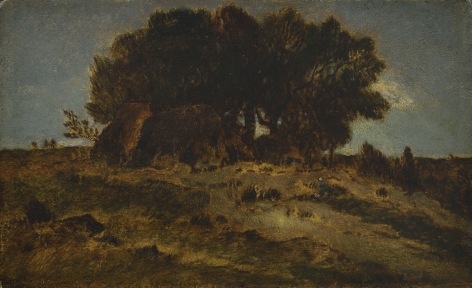 Bouquet d'arbres, c. 1854&nbsp;&nbsp;   Oil on paper laid on board 5 1/4 x 9 inches