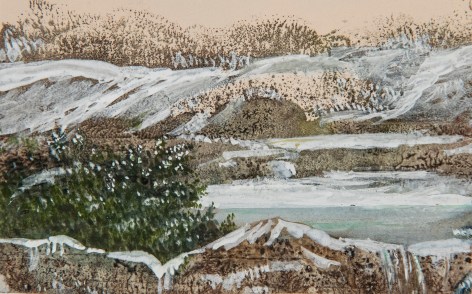 GEORGE SAND French, 1804 - 1876  Snowy Landscape  Gouache on paper 3 1/8 x 5 inches