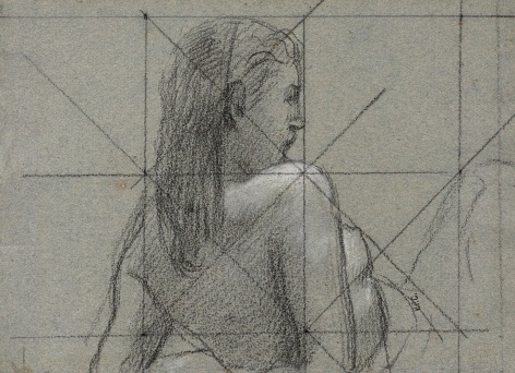 Young Woman Looking at the Sea (Study for Young Women by the Sea), 1879&nbsp;&nbsp;&nbsp;  Pencil and pastel on paper 6 1/4 x 8 1/2 inches