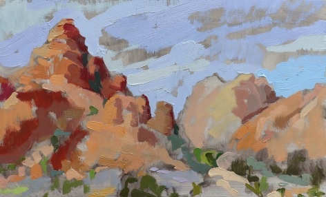 Rachel Rickert Distant Rain, Wyoming, 2022    Oil on panel ​​​​​​​4 x 4 inches