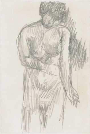 Pierre Bonnard  Standing Nude, Holding her Arm, c. 1923-24  Pencil on paper   7 1/2 x 4 7/8 inches