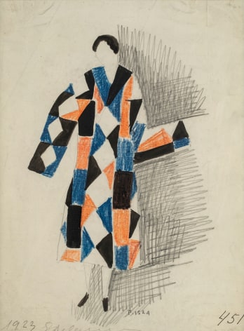 Dress Design (Projet de robe), 1923, Paris&nbsp;&nbsp;  Ink and colored pencils on paper 10 5/8 x 8 1/4 inches