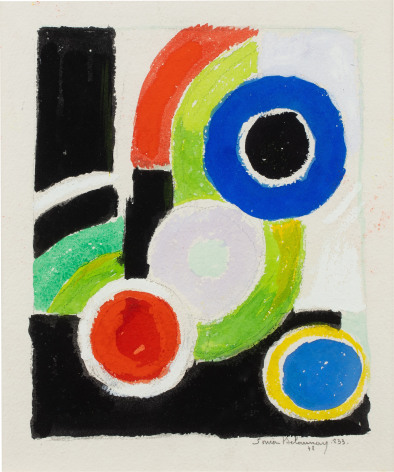 Rhythm in Color (Rythme color&eacute;), 1948, Paris  Gouache on paper 9 1/8 x 7 1/2 inches