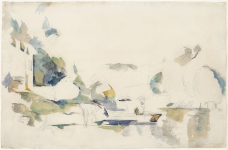 Paul C&egrave;zanne  La Barque, Le Lac D'Annecy, 1896     Watercolor and pencil on paper 12 1/4 x 18 5/8 inches