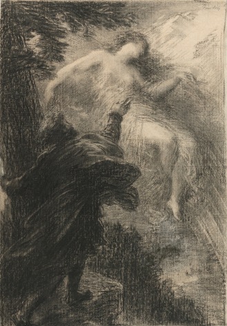 Henri Fantin-Latour Study for the second plate of La F&eacute;e des Alpes (Manfred), ca. 1885 Charcoal on paper 24 1/2 x 18 1/4 inches