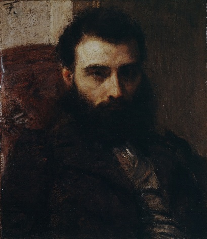 HENRI FANTIN-LATOUR French, 1836-1904 . Portrait d'homme, c. 1861     Oil on panel 7 1/4 x 6 5/16 in. (18.4 x 16 cm)