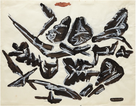 DAVID SMITH American, 1906-1965 . Untitled, 1954     Black ink and tempera on paper 17 1/2 x 22 1/2 in.