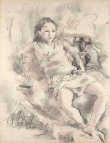 Jules Pascin  Simone,&nbsp;1928  Charcoal and red chalk on paper 25 1/4 x 19 1/4 inches