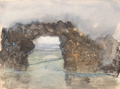 Natural Archway to the Sea, c. 1850    Watercolor on paper 4 9/16 x 6 1/16 inches