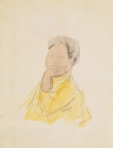 Auguste Rodin, Portrait of Cambodian Female Dancer (Princess Sumphady?), 1906-1907, Graphite, watercolor, gouache, heightened with black pencil on wove paper 13 x 10 inches